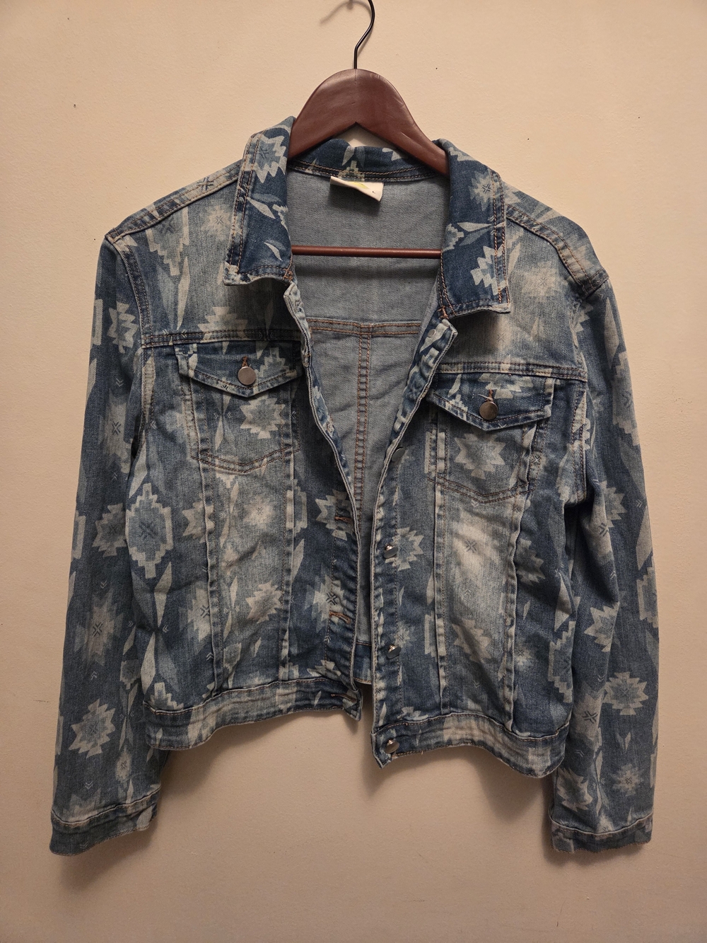 Aztec Print Blue Denim Jacket